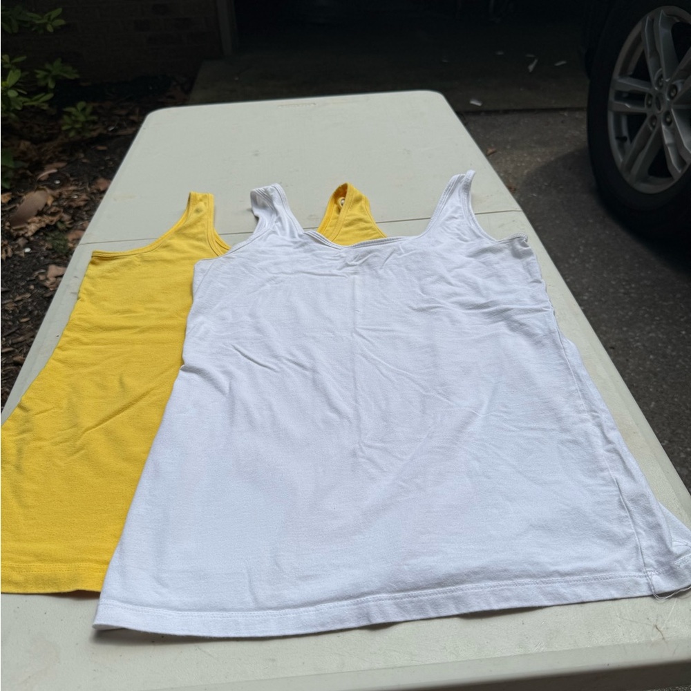 Maurices Yellow and White Tank Tops